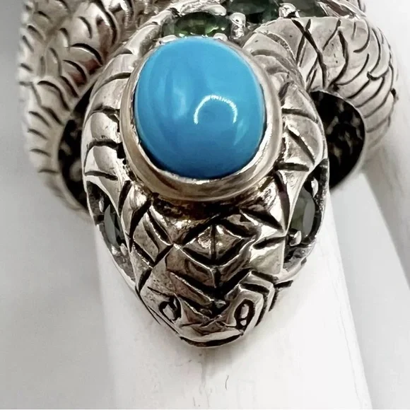 🎃Nicky Butler 925 Sterling Silver Turquoise SNAKE Coiled Ring Brand New Unique - Picture 10 of 12